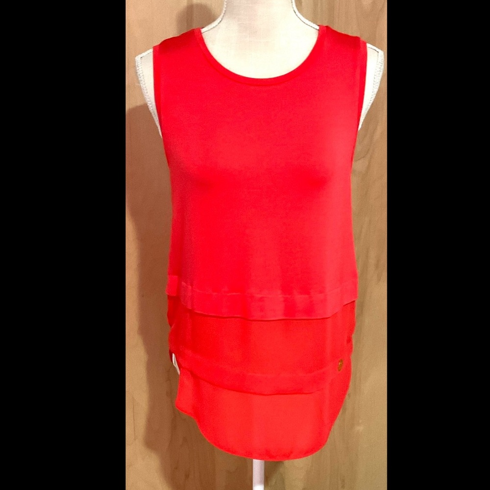 Michael Kors Orange Red Tiered Tank Top - EUC